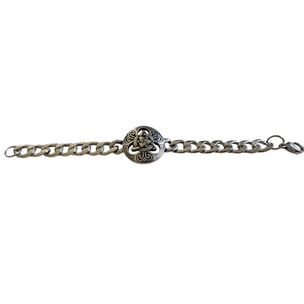 Stainless Steel Chain Bracelet with Celtic Knot Design